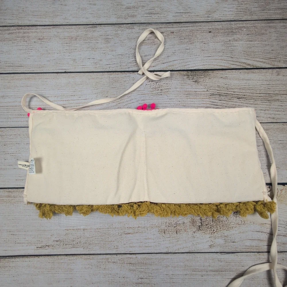 Natural‎ Life Bohemian Pom Pom Sequin Lace Trimmed waitress server Apron